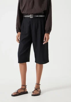 hush Shorts|Linen Blend Lya Bermuda Shorts Washed Black