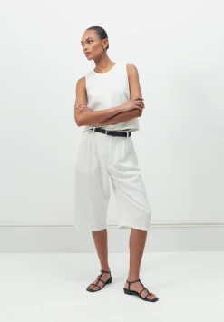 hush Shorts|Linen Blend Lya Bermuda Shorts White