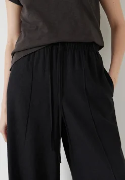 hush Trousers|Linen Blend Petunia Wide Leg Trousers Washed Black