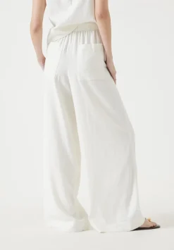 hush Trousers|Linen Blend Petunia Wide Leg Trousers White