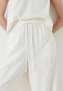 hush Trousers|Linen Blend Petunia Wide Leg Trousers White