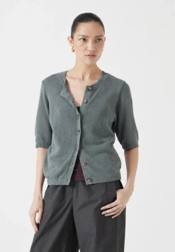 hush Tops & T-Shirts|Jumpers & Cardigans|Linen Blend Short Sleeve Cardigan Sage Green