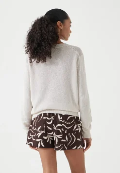 hush Jumpers & Cardigans|Linen Blend V Neck Jumper Netural