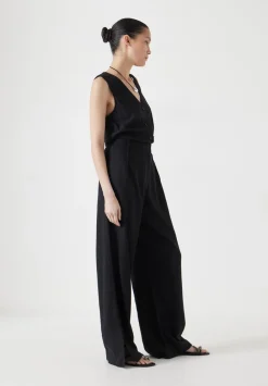 hush Jumpsuits|Dresses|Linen Blend Waistcoat Jumpsuit Washed Black