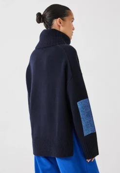 hush Jumpers & Cardigans|Livvy Merino Wool Detachable Roll Neck Jumper Navy
