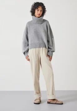 hush Jumpers & Cardigans|Livvy Merino Wool Detachable Roll Neck Jumper Mid Grey Marl