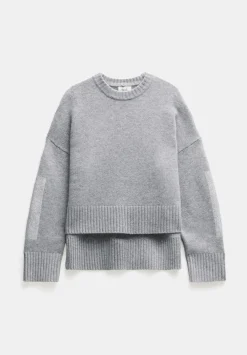 hush Jumpers & Cardigans|Livvy Merino Wool Detachable Roll Neck Jumper Mid Grey Marl