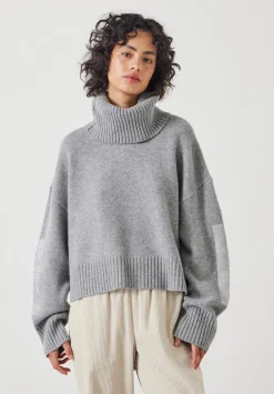 hush Jumpers & Cardigans|Livvy Merino Wool Detachable Roll Neck Jumper Mid Grey Marl