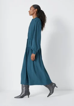 hush Dresses|Long Sleeve Air Flow Shirt Dress Teal Blue