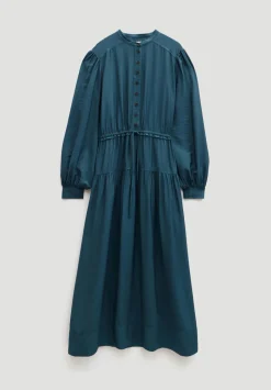 hush Dresses|Long Sleeve Air Flow Shirt Dress Teal Blue