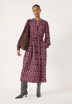 hush Dresses|Long Sleeve Air Flow Shirt Dress Ditsy Floral Purple