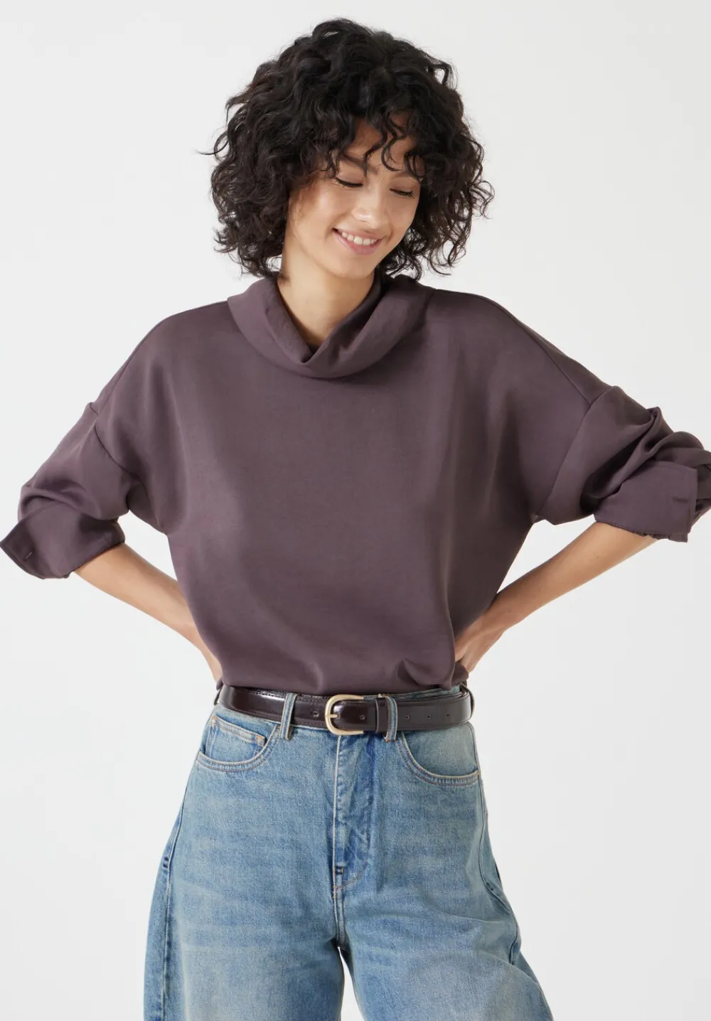 hush Tops & T-Shirts|Shirts & Blouses|Long Sleeve Cowl Neck Top Raisin Brown