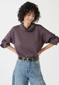 hush Tops & T-Shirts|Shirts & Blouses|Long Sleeve Cowl Neck Top Raisin Brown
