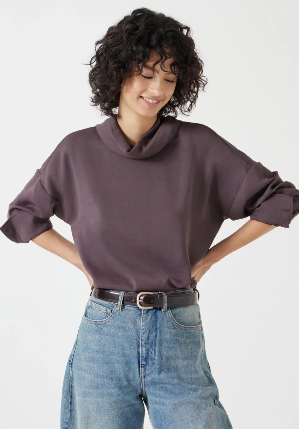 hush Tops & T-Shirts|Shirts & Blouses|Long Sleeve Cowl Neck Top Raisin Brown