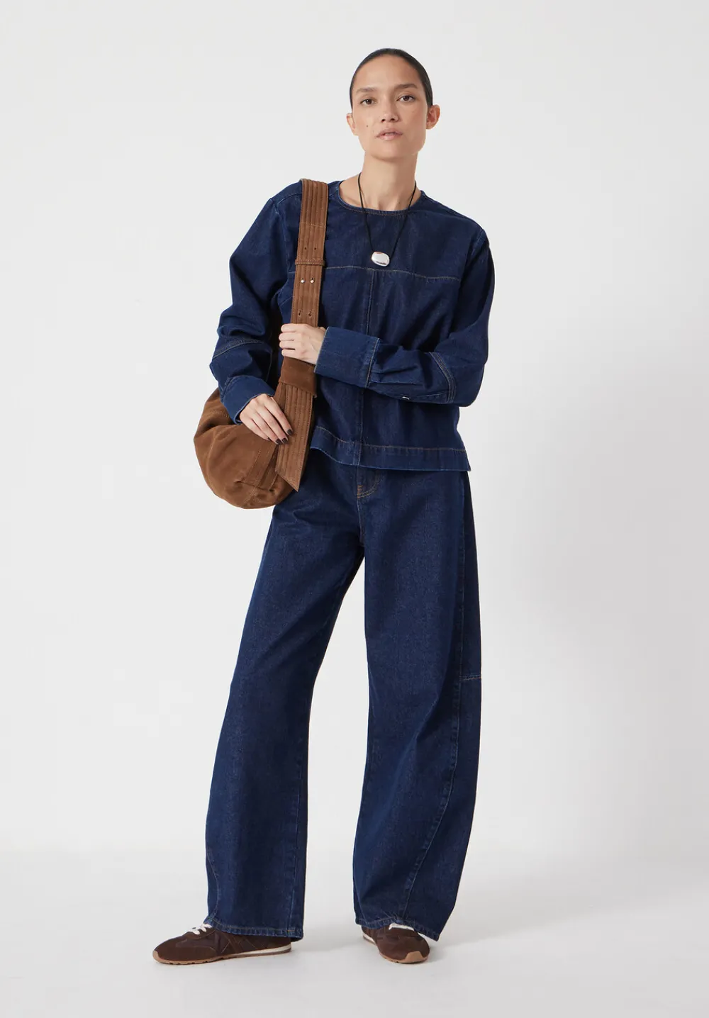 hush Shirts & Blouses|Long Sleeve Denim Top Mid Blue