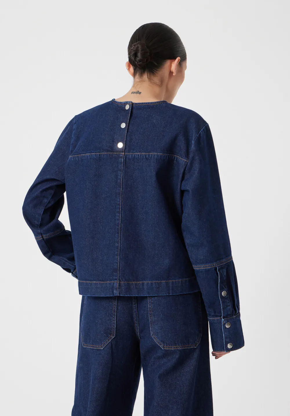 hush Shirts & Blouses|Long Sleeve Denim Top Mid Blue