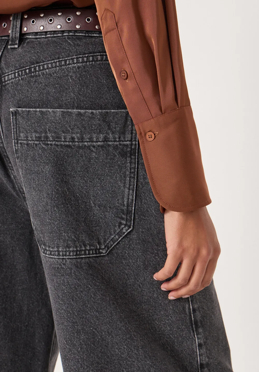 hush Shirts & Blouses|Long Sleeve Satin Shirt Toffee Brown