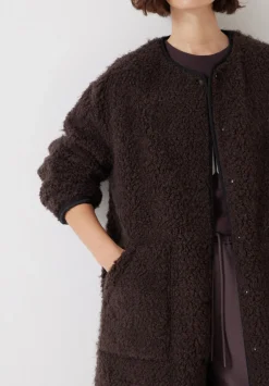 hush Jackets & Coats|Longline Faux Fur Coat Chocolate brown