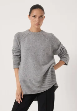 hush Jumpers & Cardigans|Longline Merino Wool Jumper Mid Grey Marl