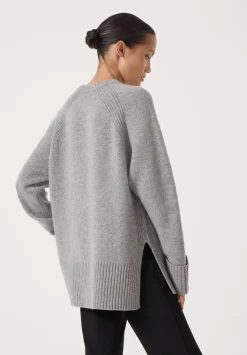 hush Jumpers & Cardigans|Longline Merino Wool Jumper Mid Grey Marl