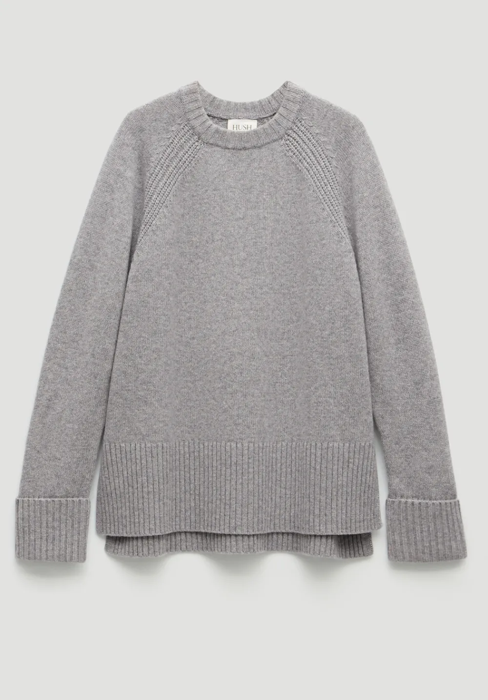 hush Jumpers & Cardigans|Longline Merino Wool Jumper Mid Grey Marl