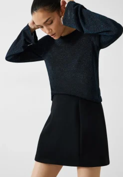 hush Jumpers & Cardigans|Lorine Metallic Crew Jumper Black/Teal Metallic