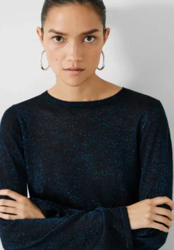 hush Jumpers & Cardigans|Lorine Metallic Crew Jumper Black/Teal Metallic