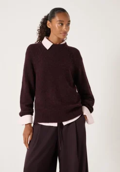 hush Jumpers & Cardigans|Lorna Relaxed Wool Blend Jumper Burgundy Red