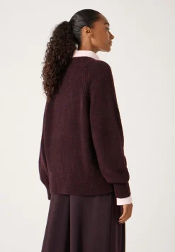 hush Jumpers & Cardigans|Lorna Relaxed Wool Blend Jumper Burgundy Red