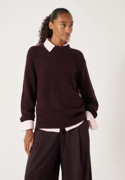 hush Jumpers & Cardigans|Lorna Relaxed Wool Blend Jumper Burgundy Red