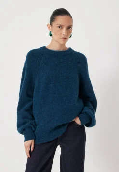 hush Jumpers & Cardigans|Lorna Relaxed Wool Blend Jumper Teal Blue