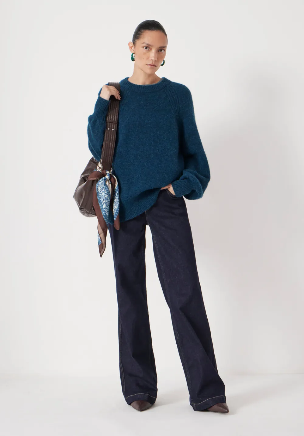 hush Jumpers & Cardigans|Lorna Relaxed Wool Blend Jumper Teal Blue