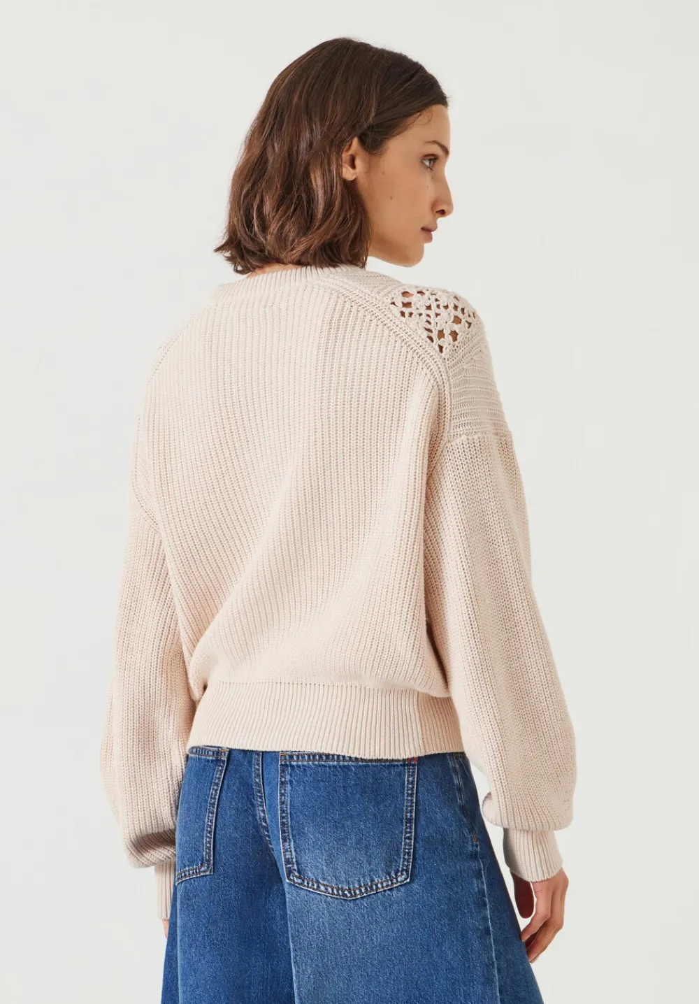 hush Jumpers & Cardigans|Louise Lace Insert Cotton Jumper Ivory