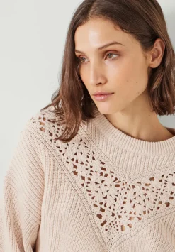 hush Jumpers & Cardigans|Louise Lace Insert Cotton Jumper Ivory