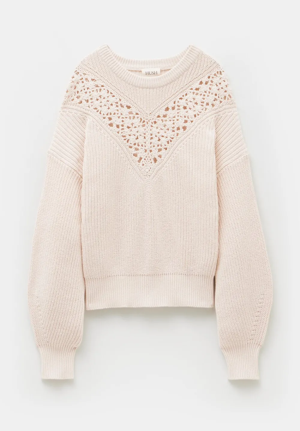 hush Jumpers & Cardigans|Louise Lace Insert Cotton Jumper Ivory