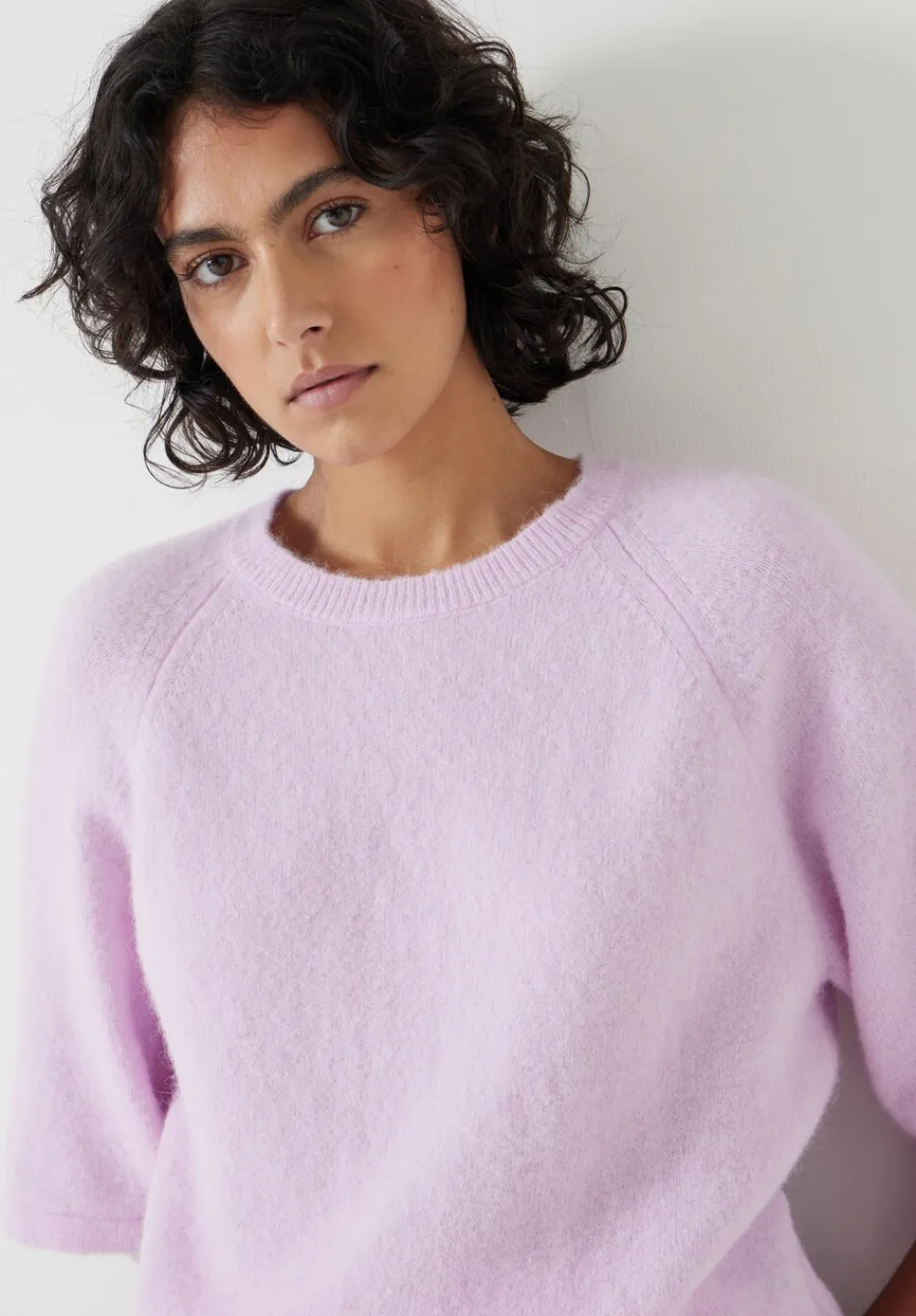 hush Tops & T-Shirts|Jumpers & Cardigans|Lucia Knitted Crew Neck T-shirt Soft Lilac