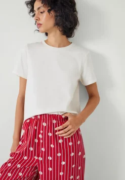 hush Pyjamas & Nightwear|Lucy Cotton Viscose T-Shirt Pyjama Set Red Mix Stripe