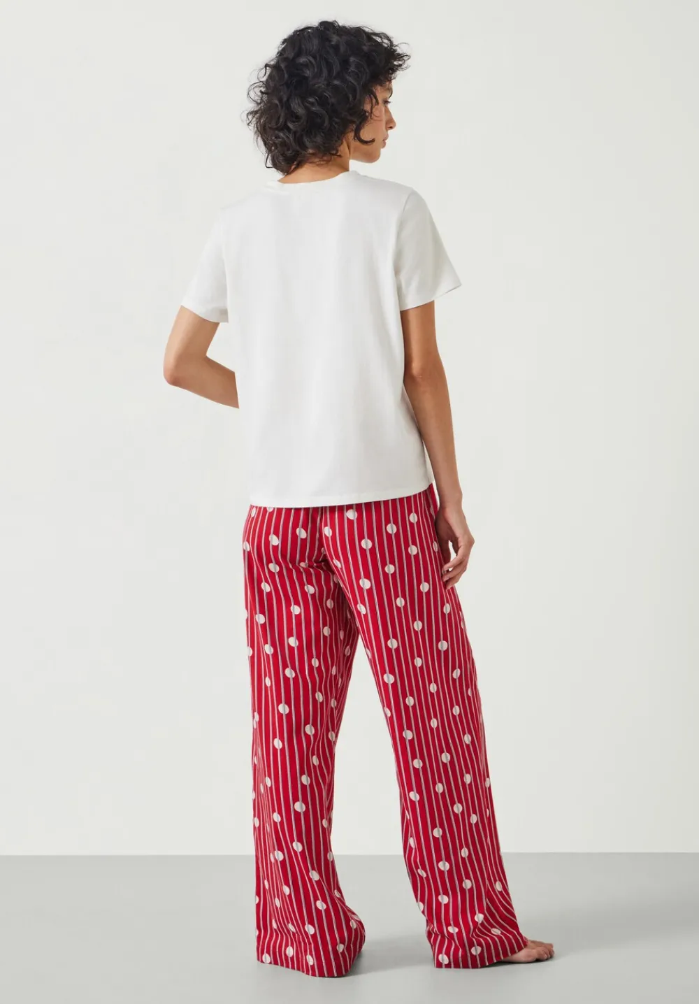 hush Pyjamas & Nightwear|Lucy Cotton Viscose T-Shirt Pyjama Set Red Mix Stripe