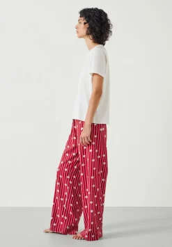 hush Pyjamas & Nightwear|Lucy Cotton Viscose T-Shirt Pyjama Set Red Mix Stripe