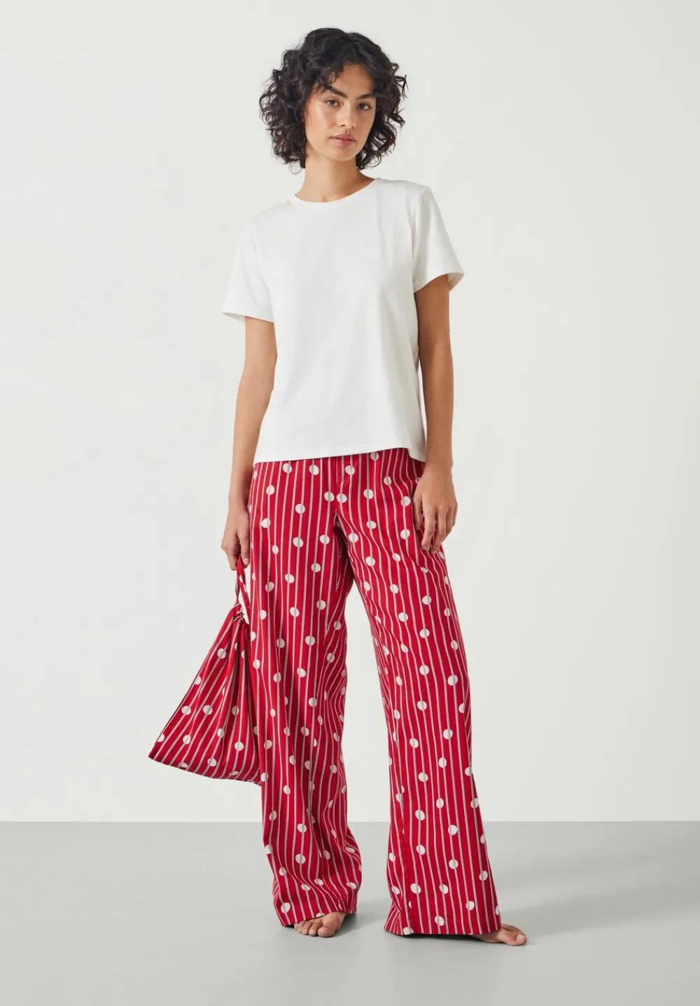 hush Pyjamas & Nightwear|Lucy Cotton Viscose T-Shirt Pyjama Set Red Mix Stripe