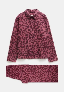 hush Pyjamas & Nightwear|Luella Flannel Animal Print Pyjama Set Wine Red Leopard