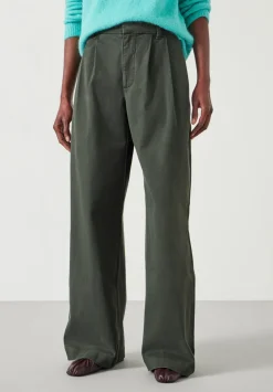 hush Trousers|Lya Cotton Chino Trouser Dark Khaki
