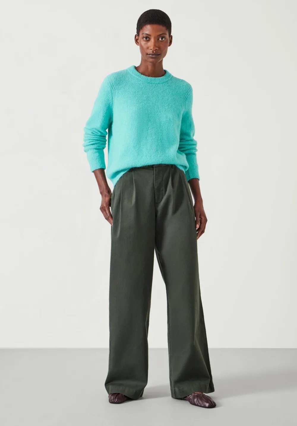 hush Trousers|Lya Cotton Chino Trouser Dark Khaki