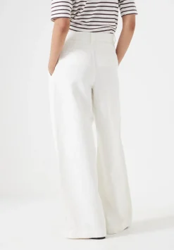 hush Trousers|Lya Cotton Wide Leg Trousers Ecru Whte