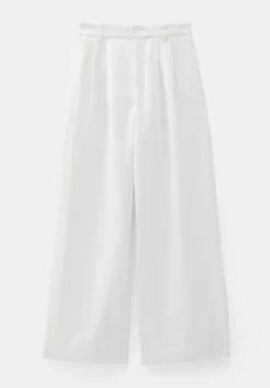 hush Trousers|Lya Cotton Wide Leg Trousers Ecru Whte