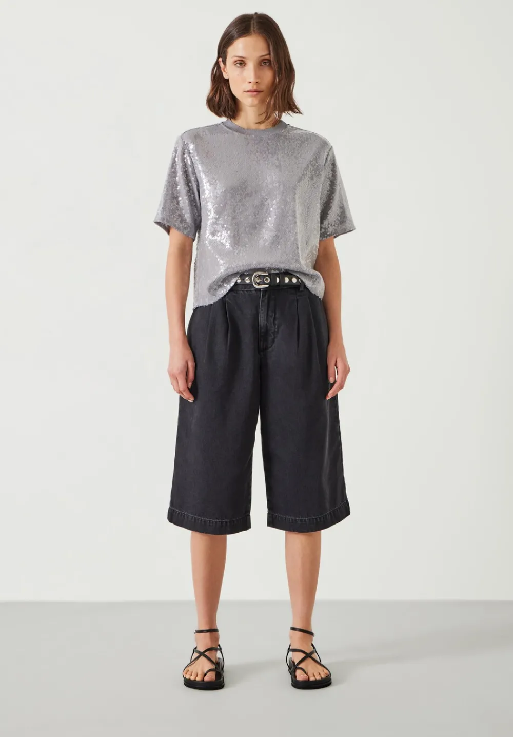 hush Shorts|Jeans|Lya Cropped Denim Bermuda Shorts Washed Black