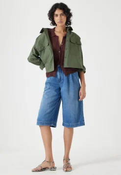 hush Shorts|Trousers|Lya Cropped Denim Bermuda Shorts Mid Denim Wash