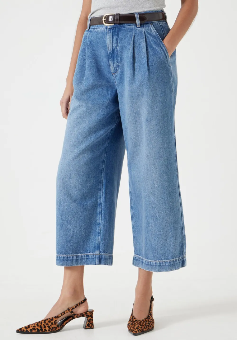 hush Jeans|Trousers|Lya Denim Pleated Culottes Mid Authentic