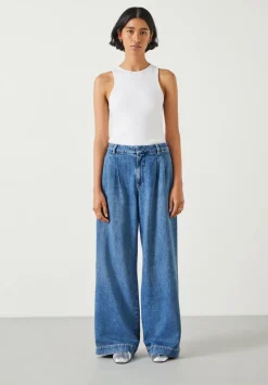 hush Jeans|Trousers|Lya Pleated Wide Leg Jeans Mid Authentic Blue