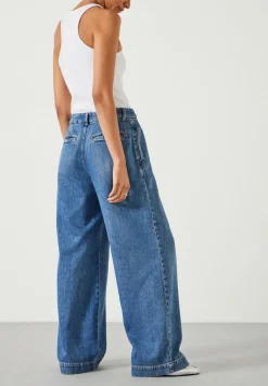 hush Jeans|Trousers|Lya Pleated Wide Leg Jeans Mid Authentic Blue